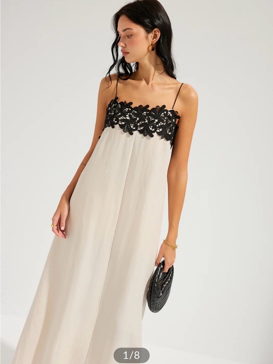 Commense Other - Commense Cream Maxi Slip with Black Lace Bandeau